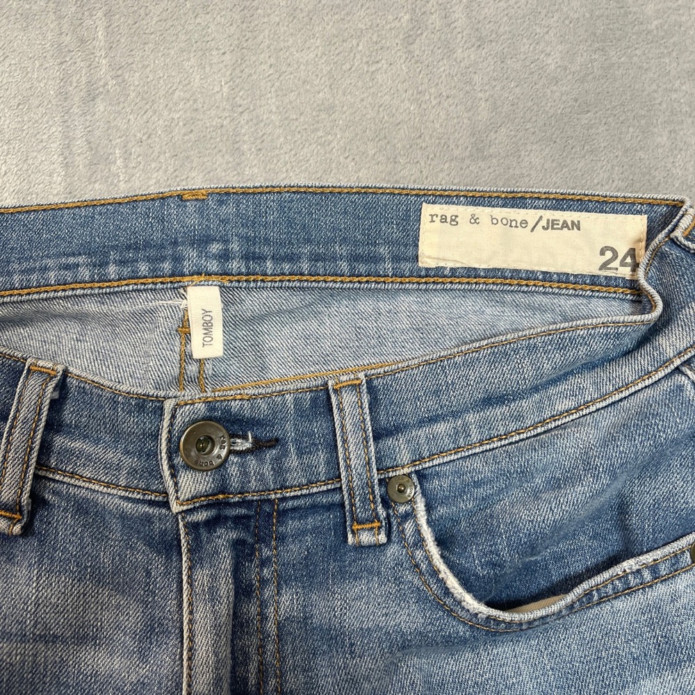 Rag Bone Jeans Womens Size 24 Tomboy Medium Wash Distressed Cropped - Picture 2 of 6